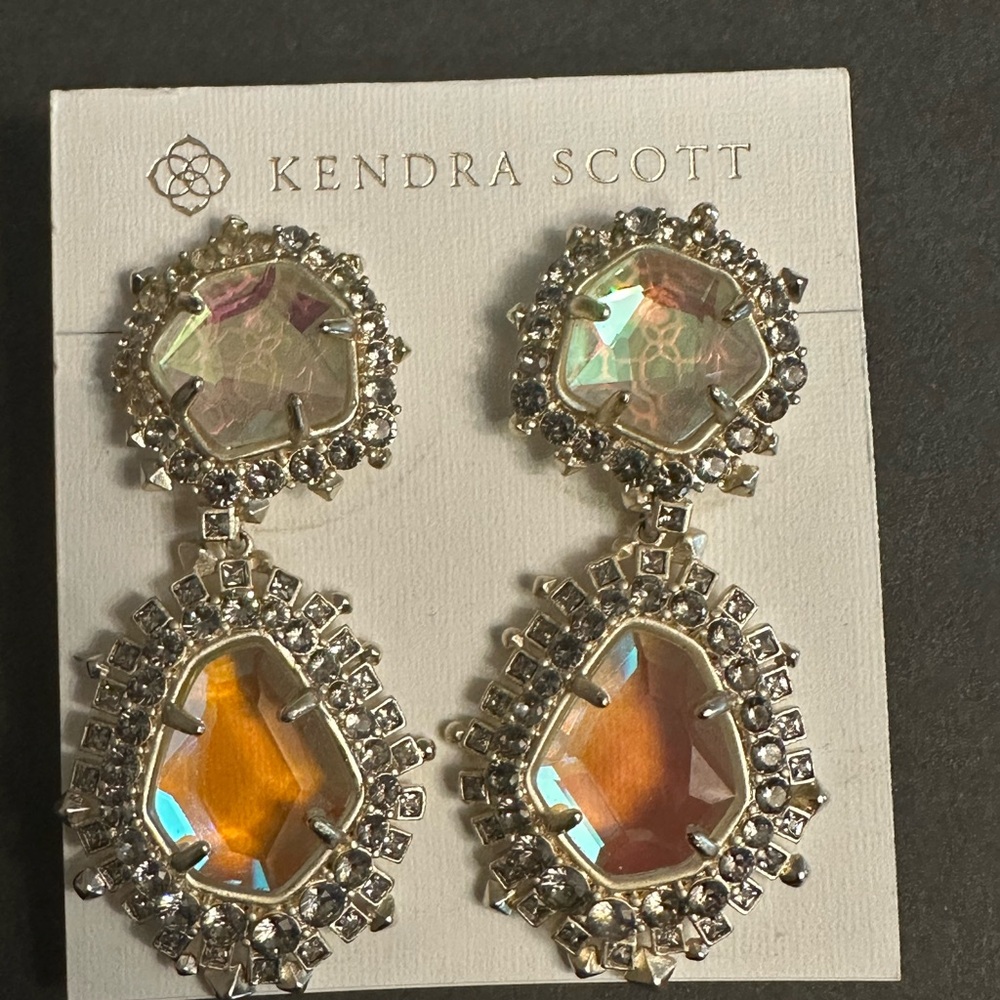 Kendra Scott Silver and Orange Statement Earrings